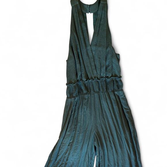 ANTHROPOLOGIE | Boinda Plisse Smocked Waist Wide Leg Jumpsuit-Teal size large - Picture 5 of 10